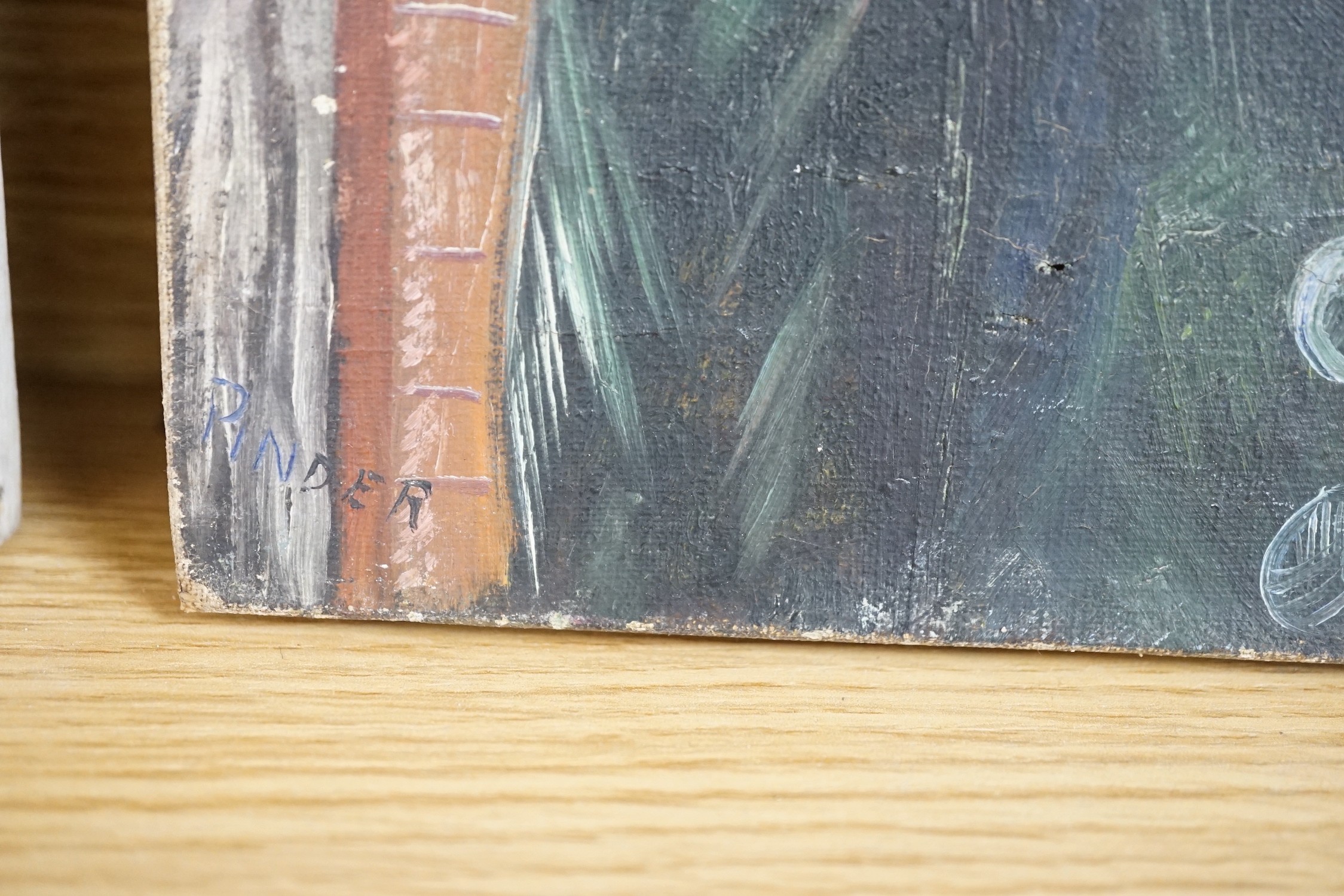 Pinder, oil on canvas, Portrait of a young woman, signed, 30 x 23cm, unframed